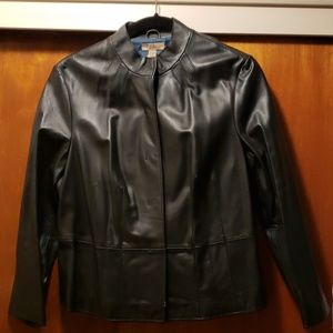 Women's Black Leather Coat - Size 2X